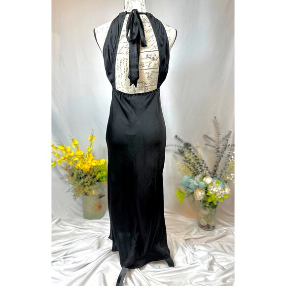 Free People Night Owl Tie Back Slip Dress Black S - Picture 10 of 15